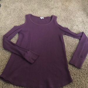 Purple Thermal Cold Shoulder Top